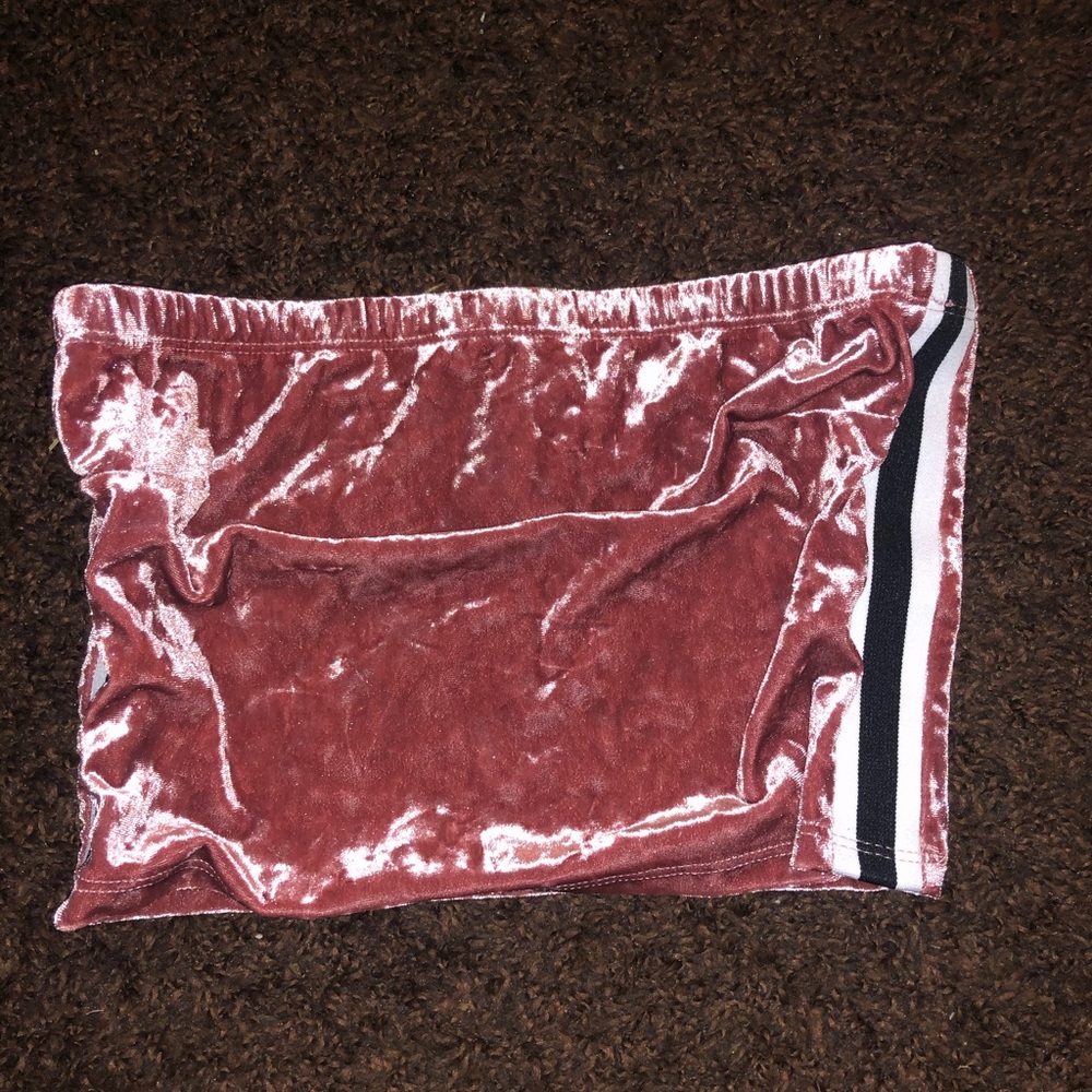 Pink velour crop top worn once